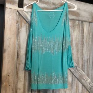 INC studded cold shoulder top